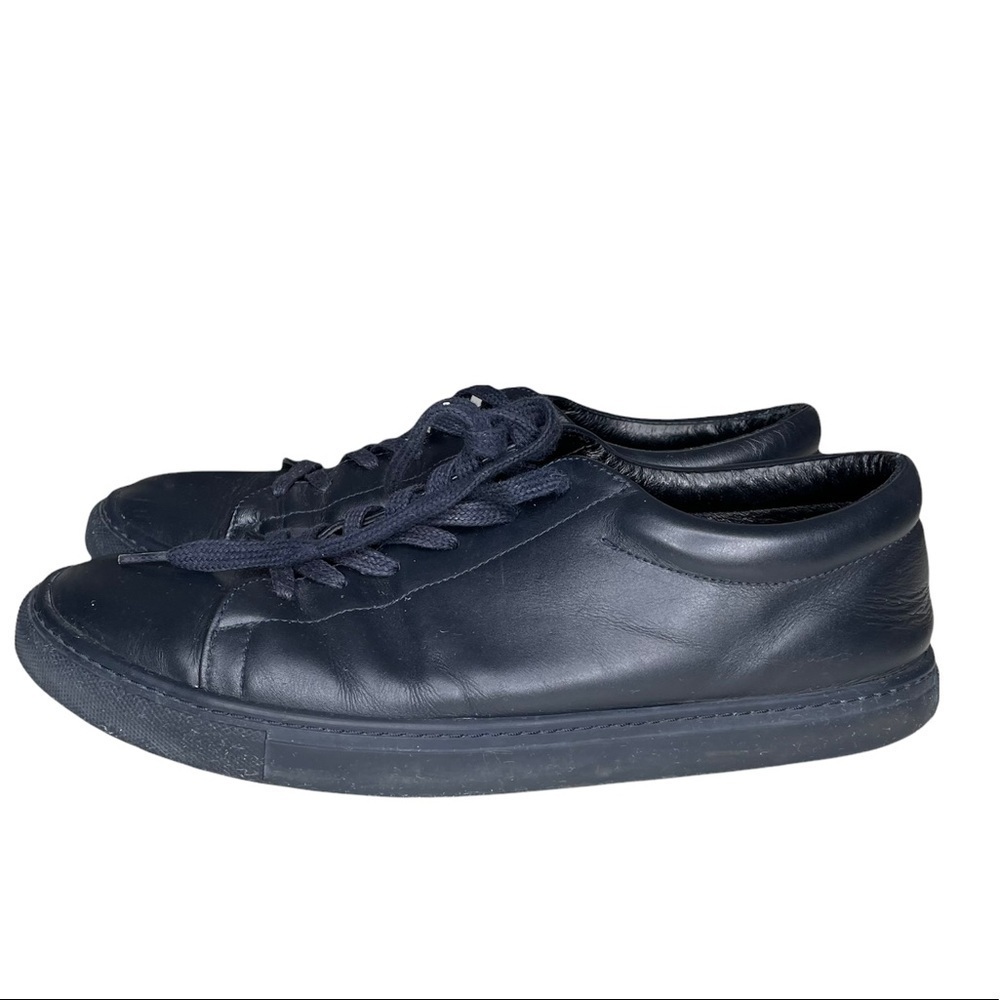Sandro Leather Low Top Lace Sneakers Black Size 42 Men’s Size 9 Casual - Picture 4 of 12